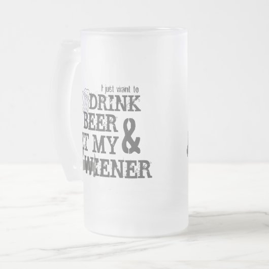 Drink Beer & Pet Mijn Wiener Bier Dachshund Mok (Voorkant links)