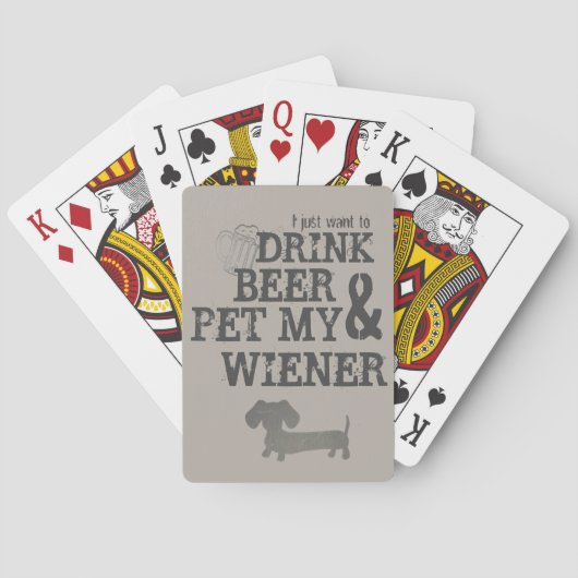 Drink Beer & Pet My Wiener Beer Dachshund Dad Gift Pokerkaarten (Achterkant)