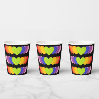 Drink-bekertjes met regenbooghart papieren bekers