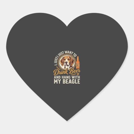 Drink Bier Beagle Hond Ambachtelijk Ale Fles Hoppe Hart Sticker (Voorkant)
