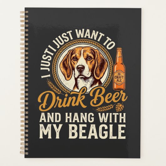Drink Bier Beagle Hond Ambachtelijk Ale Fles Hoppe Planner (Voorkant)