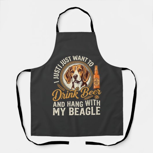 Drink Bier Beagle Hond Ambachtelijk Ale Fles Hoppe Schort (Voorkant)