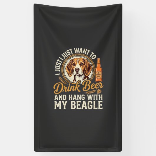 Drink Bier Beagle Hond Ambachtelijk Ale Fles Hoppe Spandoek (Verticaal)