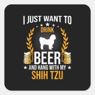 Drink bier en blijf hangen met mijn Hondenliefhebb Vierkante Sticker