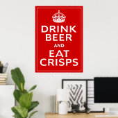 Drink Bier en Eat Crisps ~ British Fun Beer Poster (Thuiskantoor)