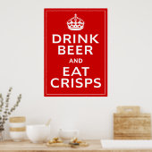 Drink Bier en Eat Crisps ~ British Fun Beer Poster (Keuken)