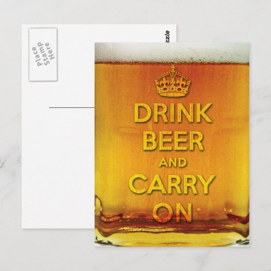 Drink bier en ga verder briefkaart (Voorkant / Achterkant)