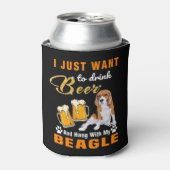 Drink bier en hou vol met mijn beagle blikjeskoeler (Blikje Voorkant)