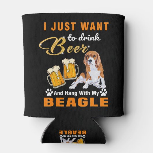 Drink bier en hou vol met mijn beagle blikjeskoeler (Achterkant)