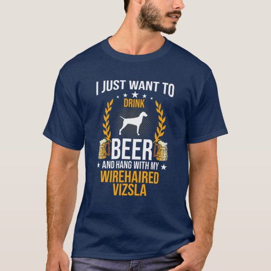 Drink bier en hou vol met mijn bekabelde Vizsla ho T-shirt (Voorkant)