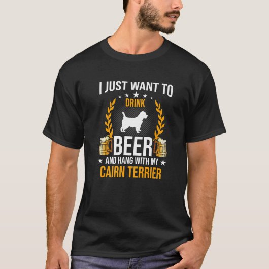 Drink bier en hou vol met mijn Caïro Terrier Dog L T-shirt (Voorkant)