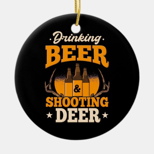 Drink bier en jaagster keramisch ornament (Voorkant)