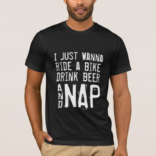 Drink bier, fiets en Nap Grappig shirt design hip (Voorkant)