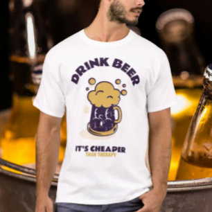 Drink Bier Het is goedkoper dan Therapie T-shirt