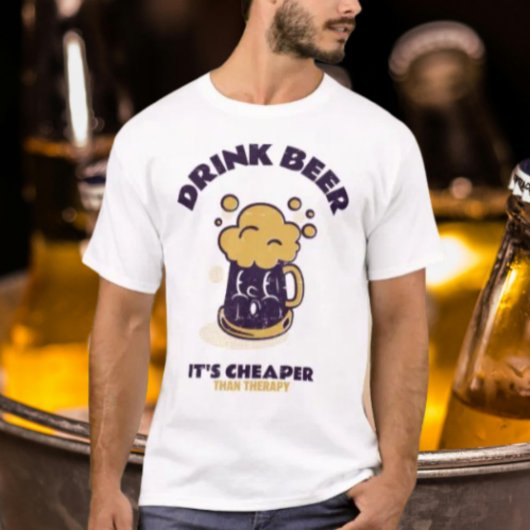 Drink Bier Het is goedkoper dan Therapie T-shirt