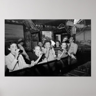 Drink bier in de bar - Grote Depressie - 1938 Poster