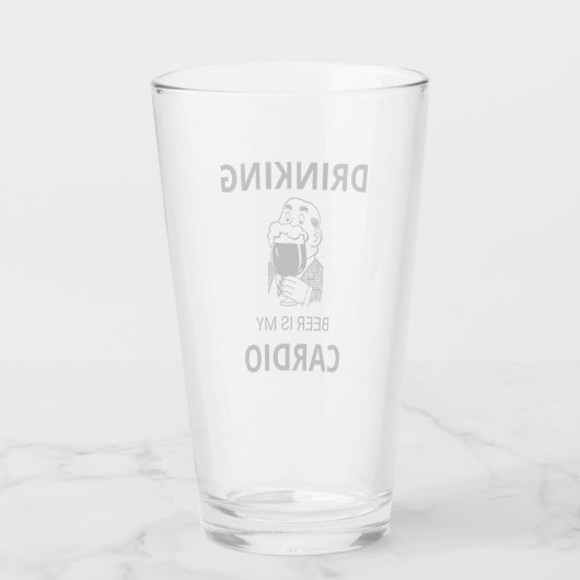 Drink bier is mijn cardio Glass Cup Glas (Achterkant)