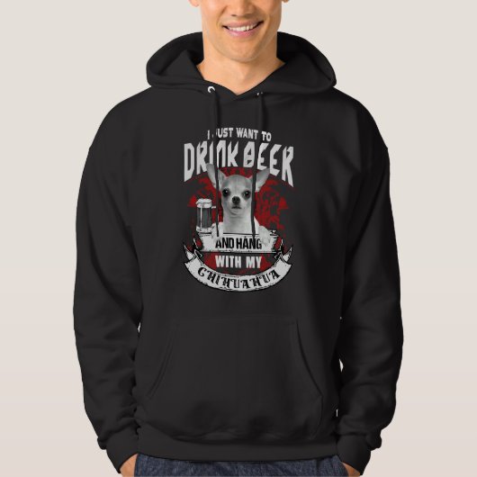 Drink bier met 2 chihuahua hoodie (Voorkant)