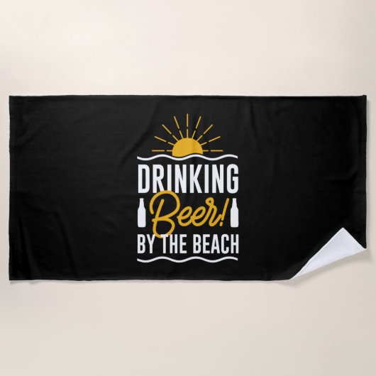 Drink bier met strand strandlaken (Voorkant)