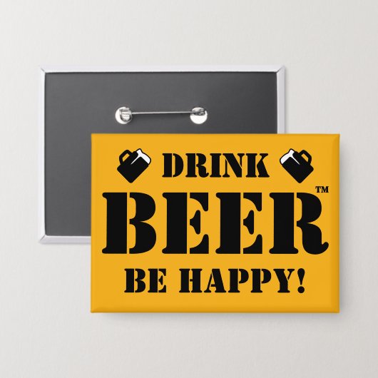 Drink bier, wees blij! Button (Voorkant / Achterkant)