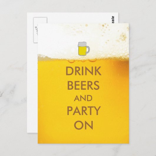 Drink bieren en partij aan briefkaart (Voorkant / Achterkant)