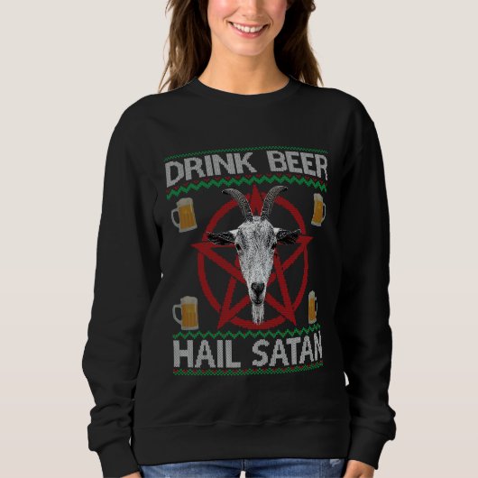Drink Bierhagel Satans Geitenkop Pentagram Ugly Ch Trui (Voorkant)