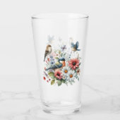 Drink bloemen en vogeltjes glas (Achterkant)
