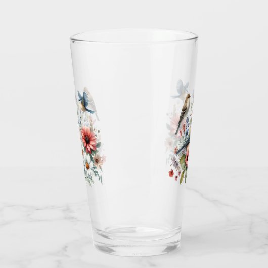 Drink bloemen en vogeltjes glas (Links)