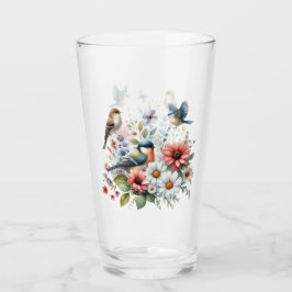 Drink bloemen en vogeltjes glas