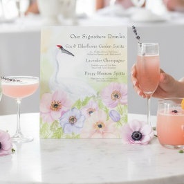 Drink Bridal Shower Whooping Crane Anemones  Reclamebord Met Voetstuk