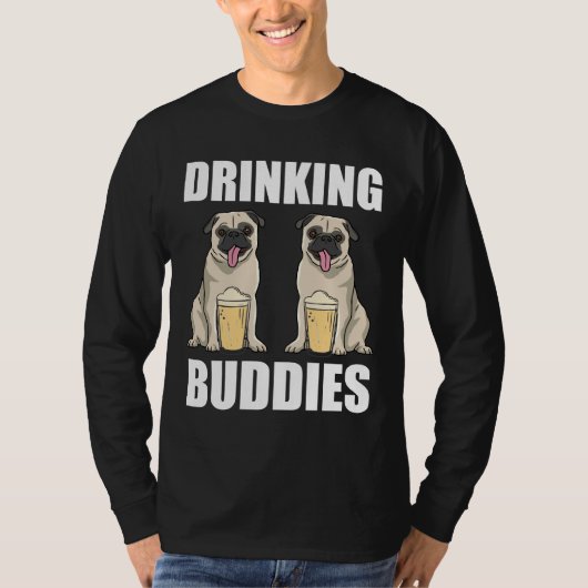 Drink Buddies Funny Pugs Gift Classic T-Shirt 3 (Voorkant)