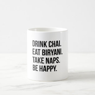 Drink Chai Eet Biryani Neem Naps Grappig Koffiemok