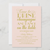 Drink Champagne Dans Blush Roze Goud Kaart (Voorkant)