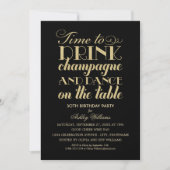 Drink Champagne Dansen Zwart Goud Glitters Kaart (Voorkant)