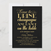 Drink Champagne Dansen Zwart Goud Kaart (Voorkant)