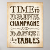  DRINK CHAMPAGNE-gebarentafdruk Poster (Voorkant)