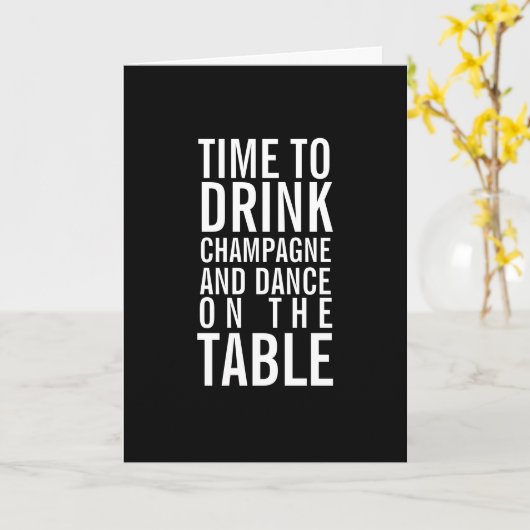 Drink Champagne Happy Birthday Funny Wenskaart Kaart (Gele Bloem)