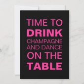 Drink Champagne in Fuchsia 21st Birthday Invite Kaart (Voorkant)