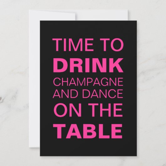 Drink Champagne in Fuchsia 21st Birthday Invite Kaart (Voorkant)