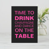 Drink Champagne in Fuchsia 21st Birthday Invite Kaart (Staand voorkant)