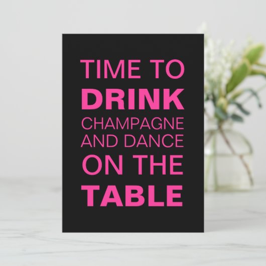 Drink Champagne in Fuchsia 21st Birthday Invite Kaart (Staand voorkant)