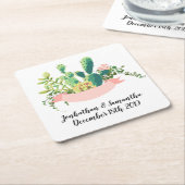 Drink Coasters Bohemian Cactus Succulenten Dessert Kartonnen Onderzetters (Schuin)