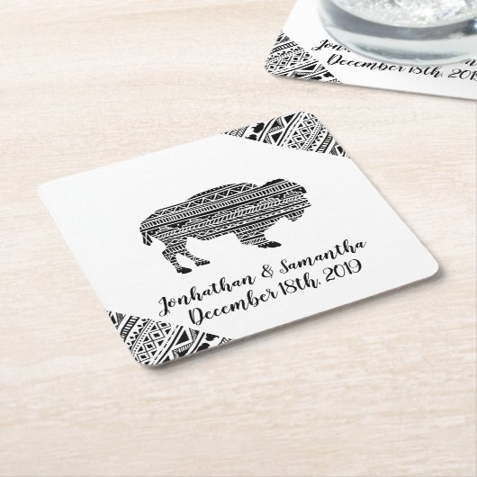 Drink Coasters Boho Buffalo Tribal Patroon Bohemen Kartonnen Onderzetters (Schuin)
