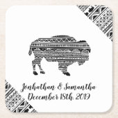 Drink Coasters Boho Buffalo Tribal Patroon Bohemen Kartonnen Onderzetters (Voorkant)