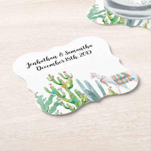 Drink Coasters Boho Llama Bohemian Cacti Woestijn  Kartonnen Onderzetters (Gekanteld)