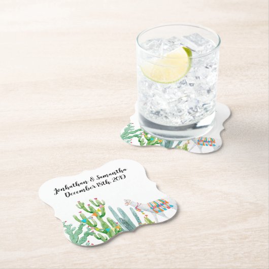 Drink Coasters Boho Llama Bohemian Cacti Woestijn  Kartonnen Onderzetters (Insitu)