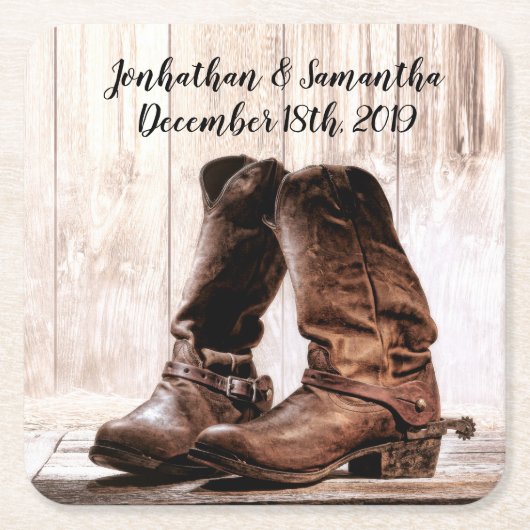 Drink Coasters Boots Country Rustisch Western Draa Kartonnen Onderzetters (Voorkant)