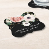 Drink Coasters Geometric Garden Roos Black Kartonnen Onderzetters (Gekanteld)