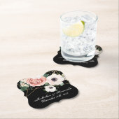 Drink Coasters Geometric Garden Roos Black Kartonnen Onderzetters (Insitu)