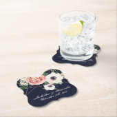 Drink Coasters Geometric Garden Roos Navy Blue Kartonnen Onderzetters (Insitu)